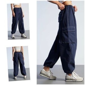 PacSun Navy Wide-Leg Cargo Pants